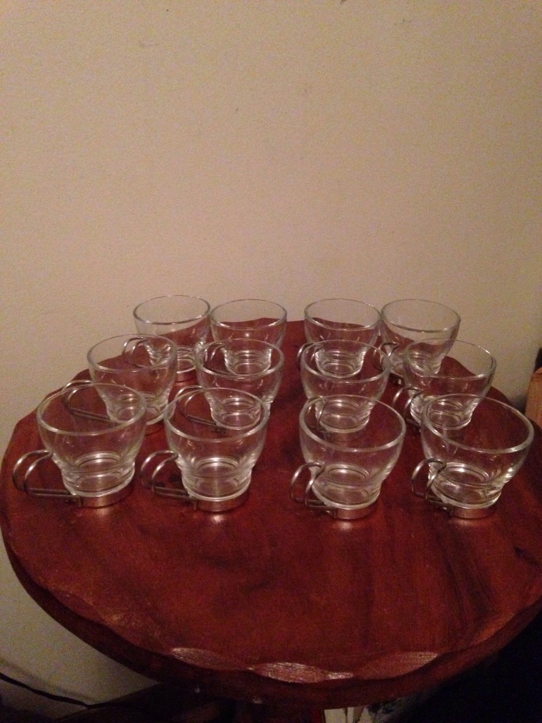 Cappuccino Coffee Tea Cups Clear Glass Stainless Steel Handles Etsy