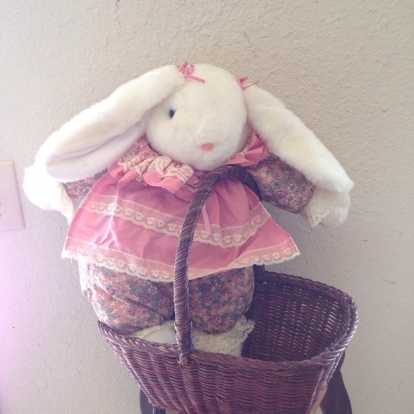 Lcww Pâques peluche Animal lapin rose à volants robe Vintage cadeau pour sa Long oreilles de lapin