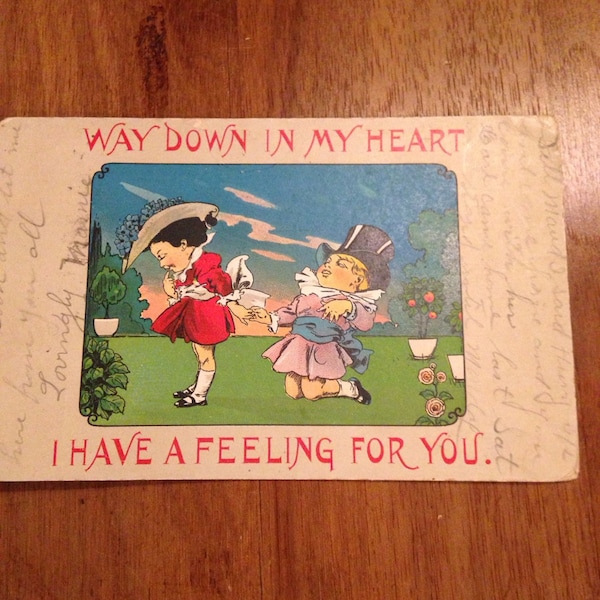 Antique Post Card Series S-265 One Cent Green US Stamp Postmark June 26 1911 Old Valentine Sweetheart Message lcww