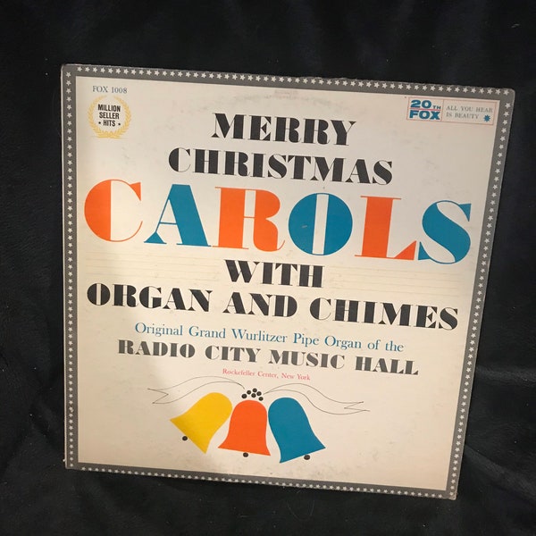 Christmas Carols Played On Chimes And Pipe Organ Record 33 RPM Album Recorded At Radio City Music Hall NYC Holiday Songs lcww