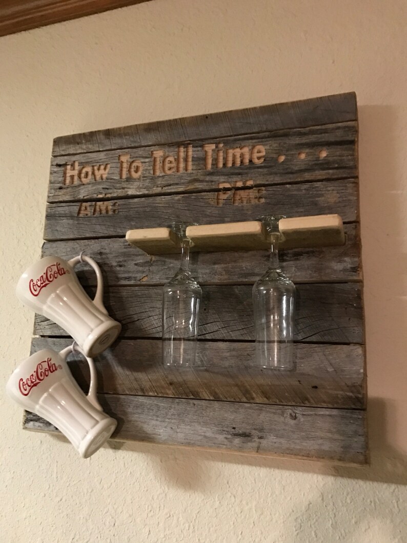 AM PM How to Tell Time Coffee Mug Cup Wine Glass Holder Sign Etsy