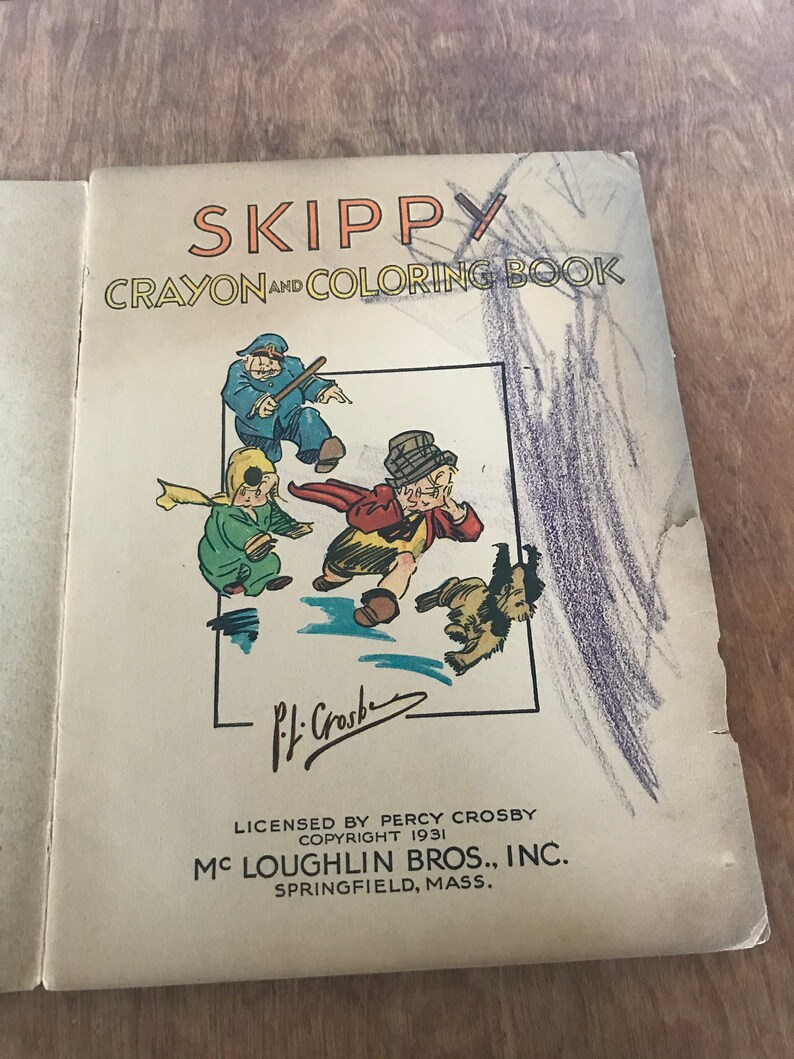 Skippy Colouring In Antique Skippy Crayon Coloring Book, 1931 First Edition - Etsy