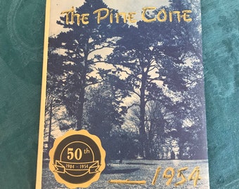 1954 50th Golden Anniversary Hardcover Yearbook Vintage Pine Cone School Pictures Growing Up Class Reunion Memories lcww