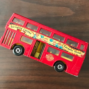 British Toy Bus Carnaby Street Double Decker Bright Red Transport In Swinging London Praed Kensington England Numbered K 15 lcww