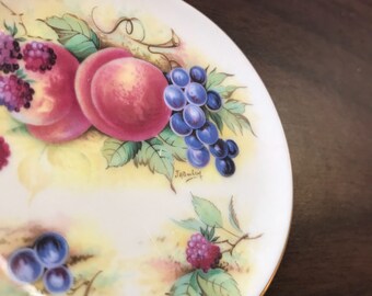 Butter Pat Staffordshire Fruit Plate Gold Trim Crown Est 1801 Orcard Glory Fine Bone China Handcrafted England lcww