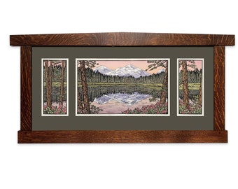 Three Sisters - Evening Reflection by Yoshiko Yamamoto Framed Signed Limited Edition Letterpress Print