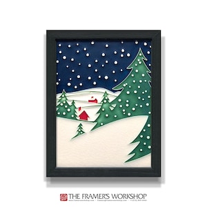 Snowy Night (midnight) — Framed Motawi Tile 6x8