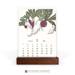 Yoshiko Yamamoto's 2024 Letterpress Printed Desk Calendar, Kamakura Vegetables