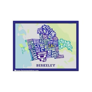 Berkeley Typographic Neighborhood Maps - Collegiate Colors