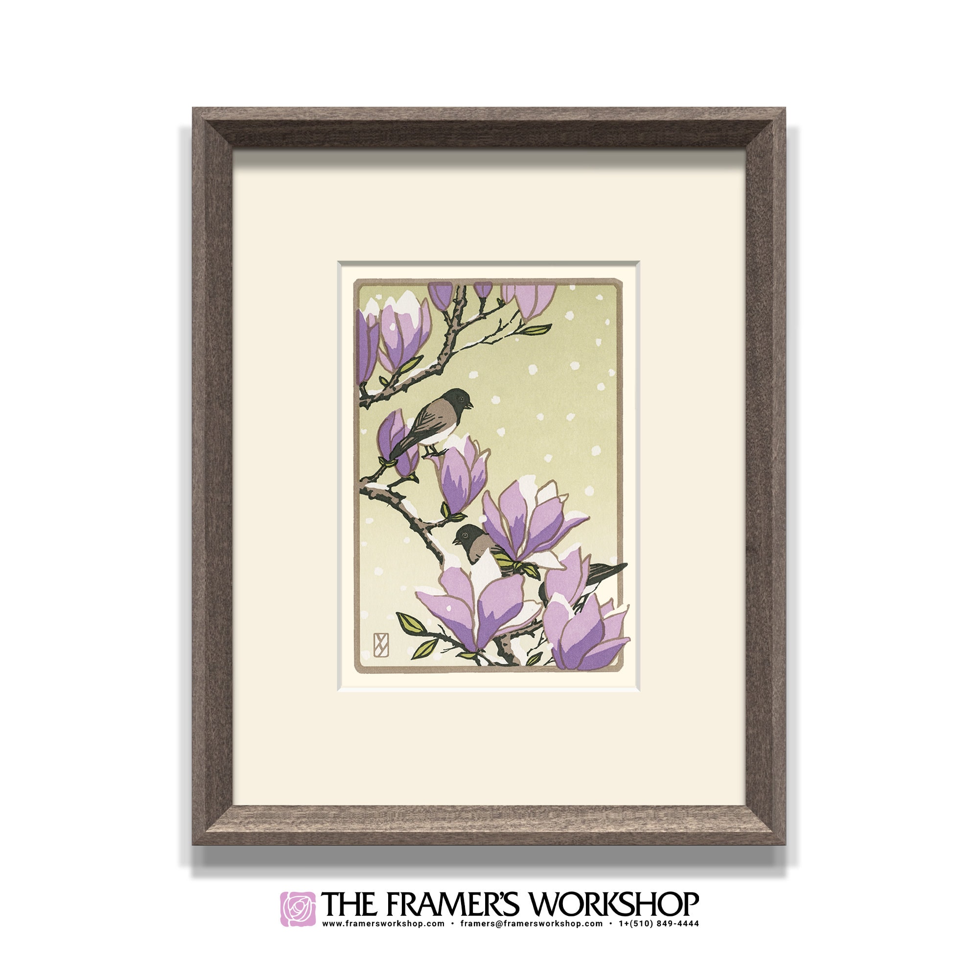 Winter Magnolia, Framed Letterpress Print by Yoshiko Yamamoto