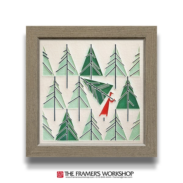 Perfect Tree, 6x6 Charley Harper Design Motawi Tile and Wood Frame