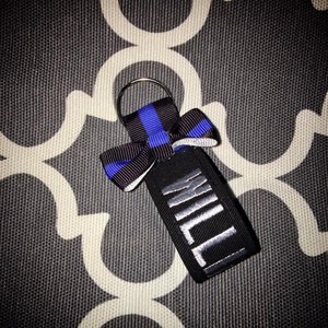 Police/Law Enforcement/LEO Nametape KeyFob-Keychain Thin Blue Line