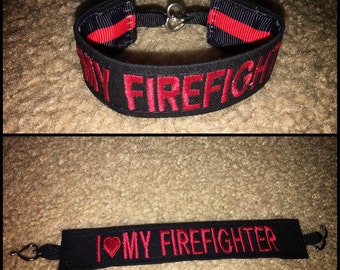 Firefighter Nametape BRACELET- Thin Red Line