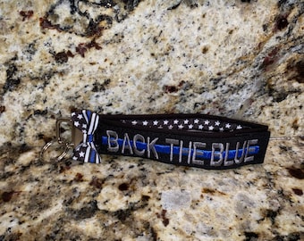 Terug Het blauwe polsbandje/sleutelhanger/sleutelhanger/Lanyard LEO Police