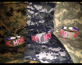 Military Mom Name Tape Bracelet (Any branch!) Army Navy Air Force USMC Coast Guard