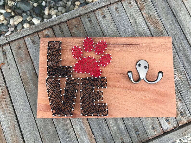 Love Dog Paw Leash Hook Wall Art Etsy
