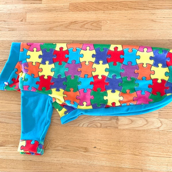 Greyhound Puzzles Anti Pill Fleece Pajamas - Multi-Color Crayon Colors