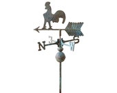 Americana Rooster or Cockerel Directional Weathervane on Stand