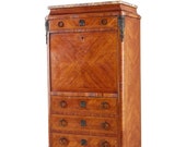 French Louis XV Style Marble Top Secretaire a Abattant