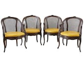 Set of Four French Louis XV Style Caned Barrel Chairs