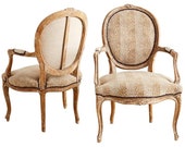 Pair of French Louis XV Style Upholstered Fauteuils