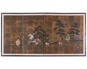Japanese Four Panel Showa Period Narrative Tale Screen