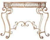 French Wrought Iron Marble Top Console Table