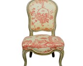 19th Century Louis XV Toile Slipper Chair