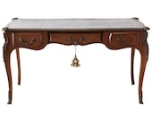 French Louis XV Leather Top Bureau Plat Desk