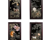 Set of Four Qing Style Painted Porcelain Panels