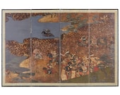 Japanese Four-Panel Edo Screen Battle of Yashima