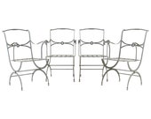 Set of Four French Neoclassical Curule Iron Garden Chairs