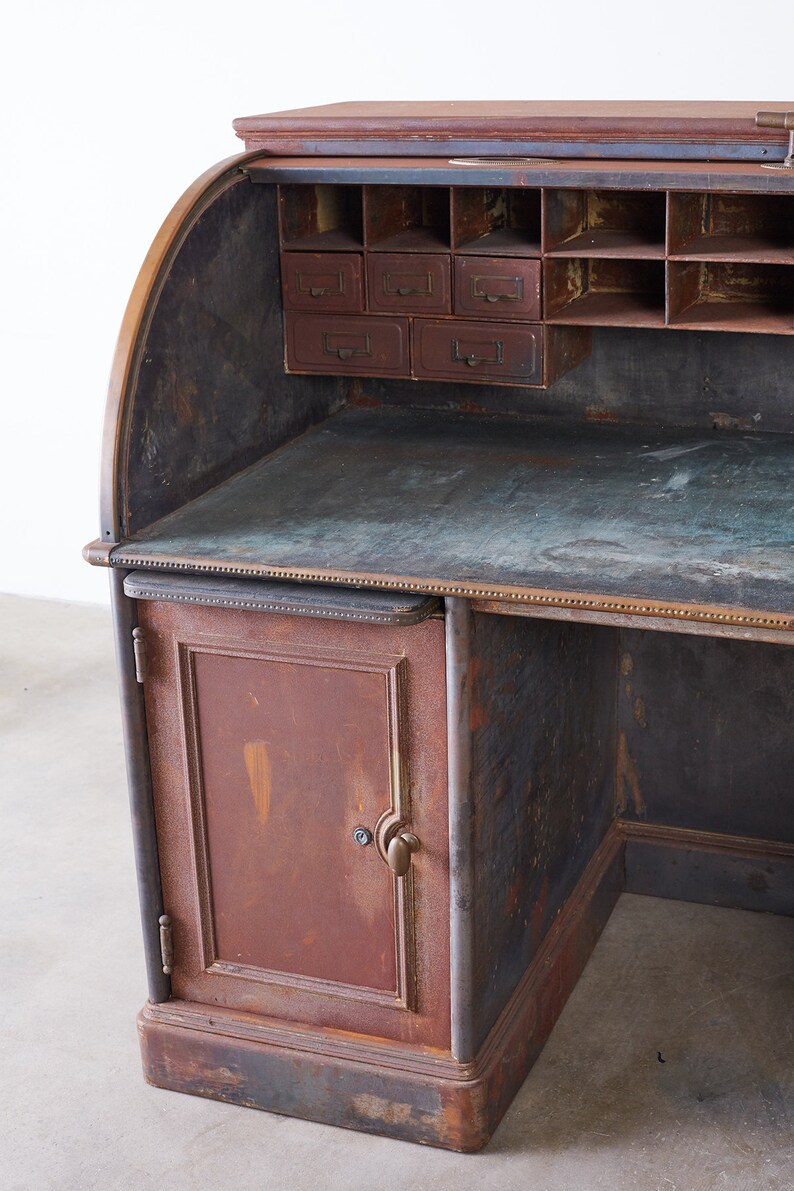 Industrial Age Steel Roll Top Desk By Art Metal