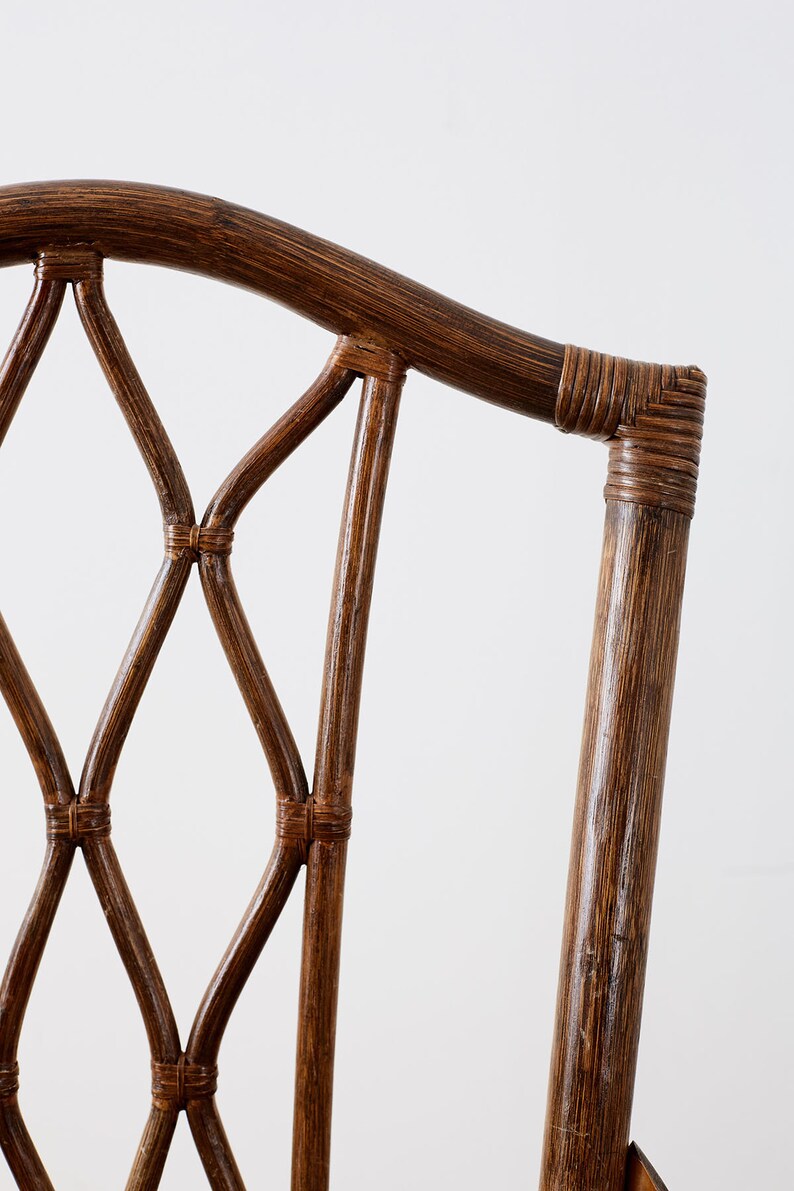 Set Of Four Brown Jordan Rattan Dining Chairs 50
