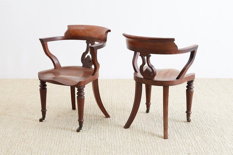 19th Century English Mahogany Captain S Pub Chairs