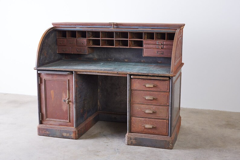 Industrial Age Steel Roll Top Desk By Art Metal