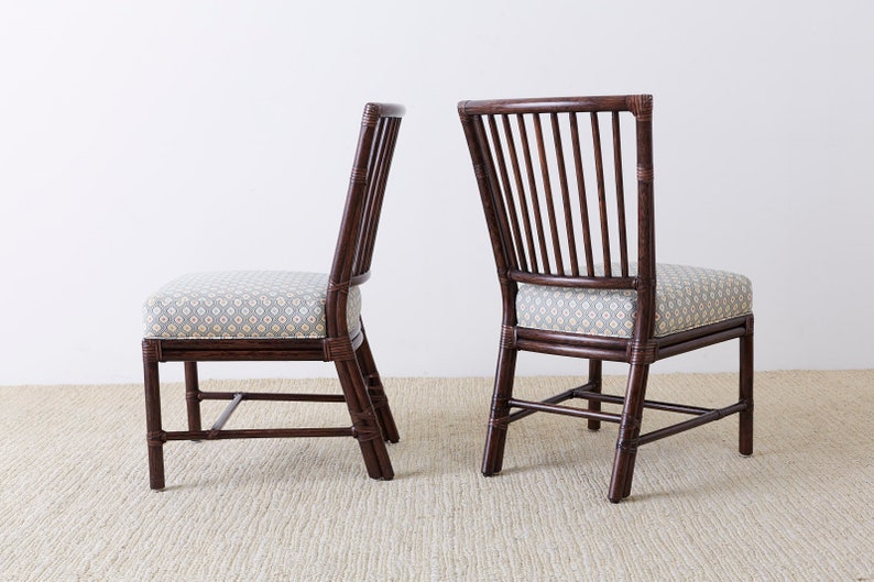 Set of Ten Orlando Diaz-Azcuy for McGuire Rattan Dining Chairs