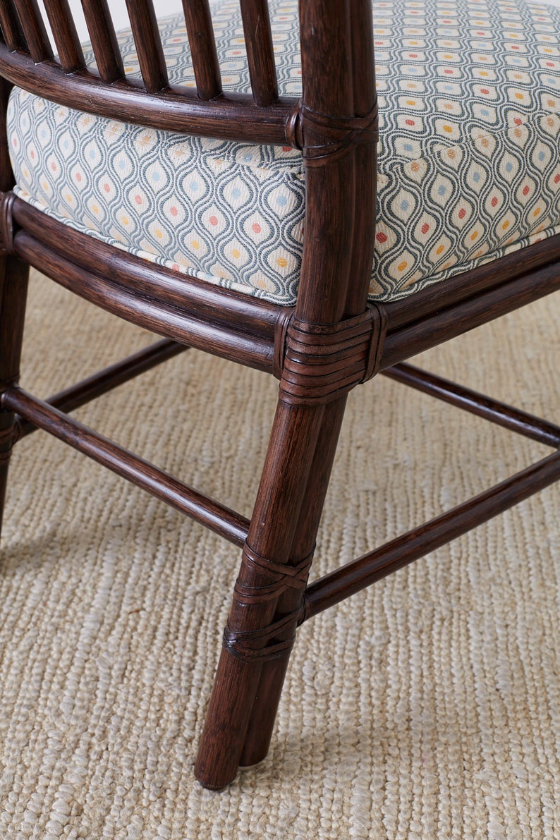 Set of Ten Orlando Diaz-Azcuy for McGuire Rattan Dining Chairs