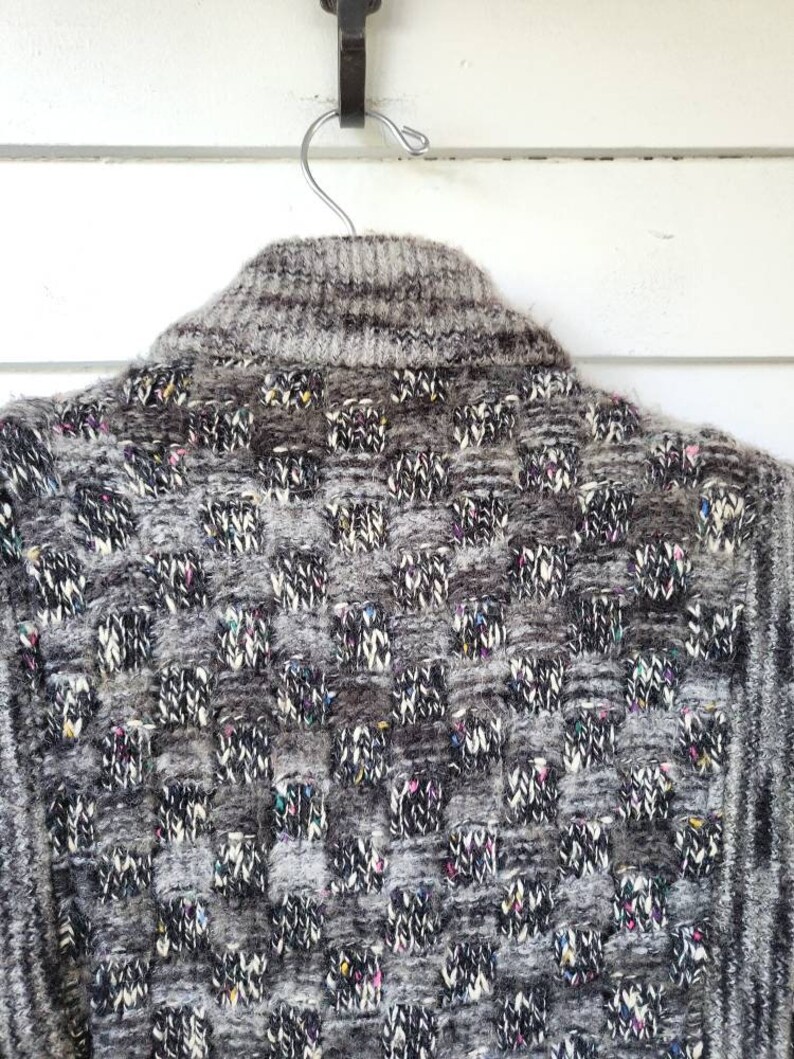 Vintage 80's Gallery Gray Fleck Knit Sweater Coat Size M/L image 10