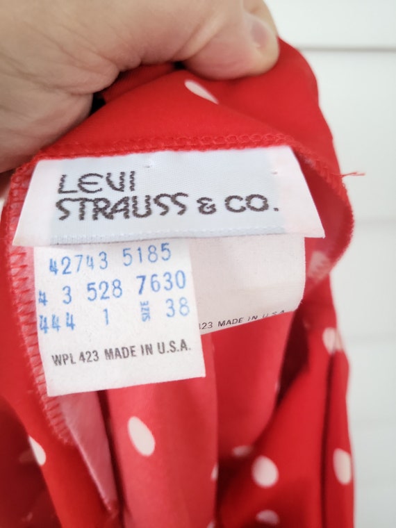 Vintage Levi Strauss & Co Red and White Polka Dot… - image 4