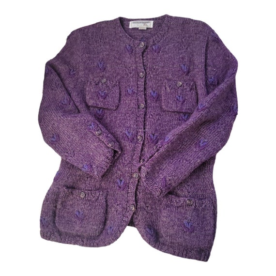 Vintage Tricots St Raphael Purple Hand Knit Wool … - image 1