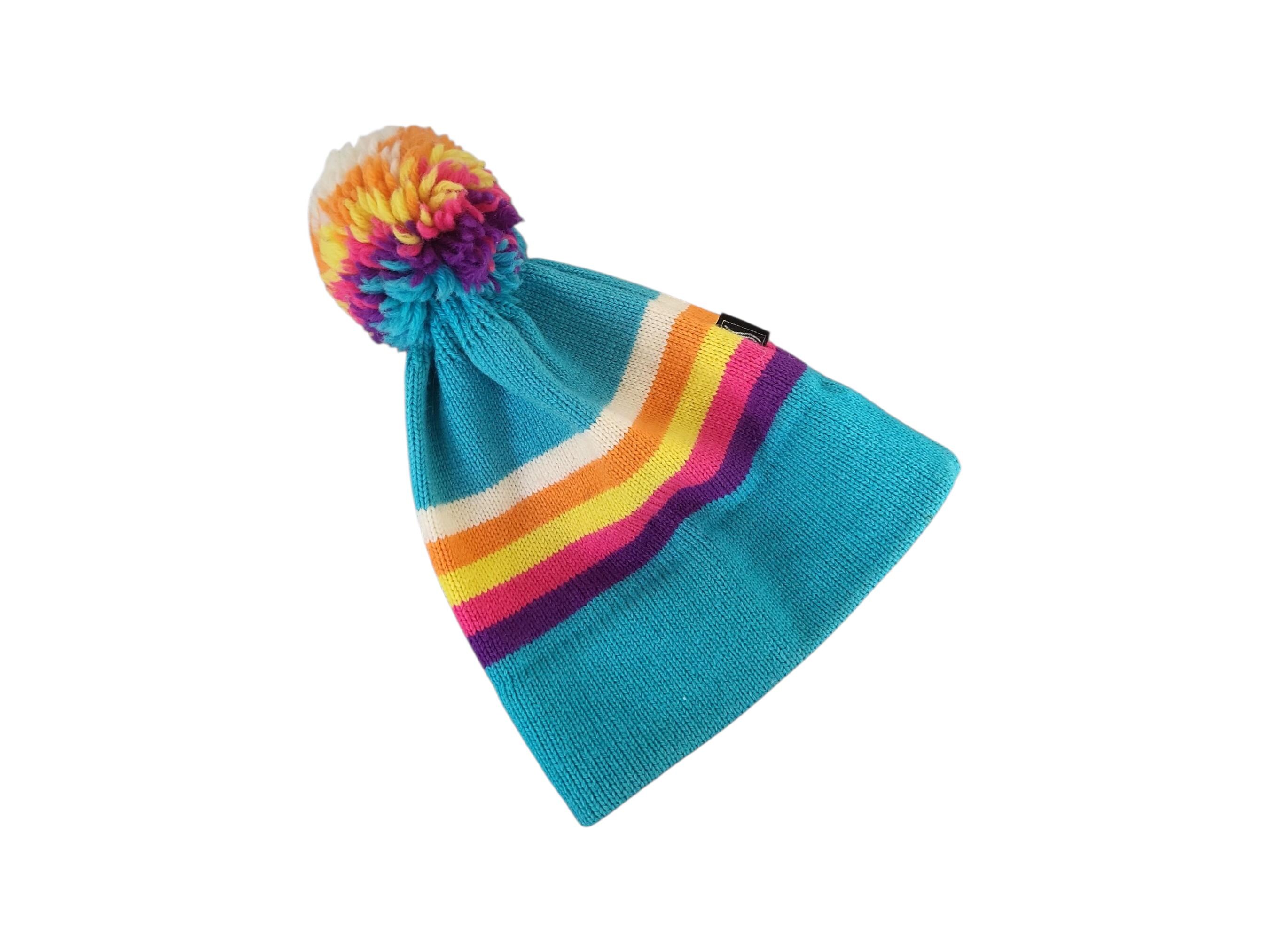 1977 Scott USA Multicolor Stripe Knit Wool Pom Ski Beanie U.S. Ski & Snowboard By J.Crew Fair Isle Wool Beanie For  main image 3