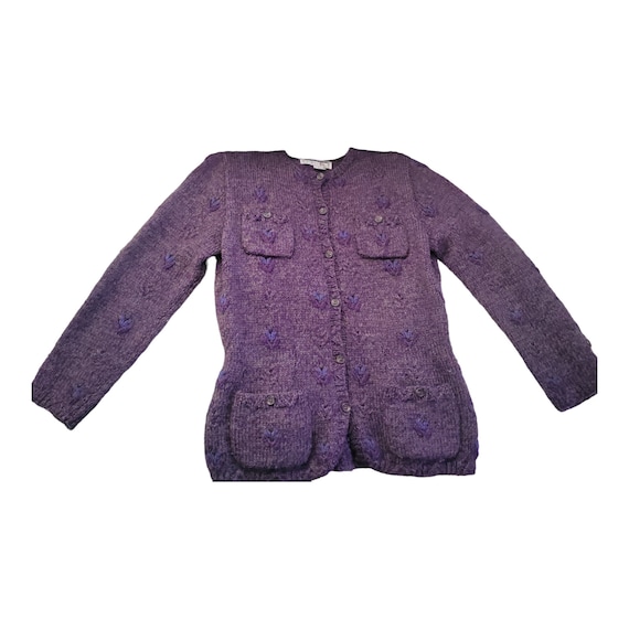 Vintage Tricots St Raphael Purple Hand Knit Wool … - image 3