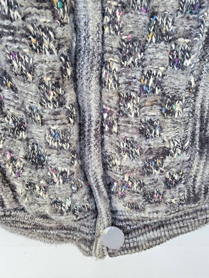 Vintage 80's Gallery Gray Fleck Knit Sweater Coat Size M/L image 9