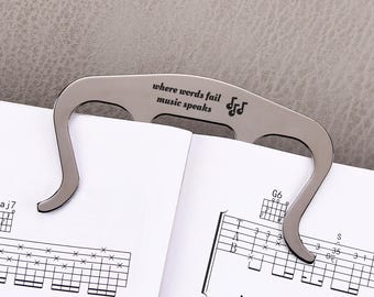 Personalized Sheet Misic Page Holder, Music Page Marker Clip, Piano Book Bookmark, Gift for Musicians, Teacher, Mom Dad, Anniversary Gift