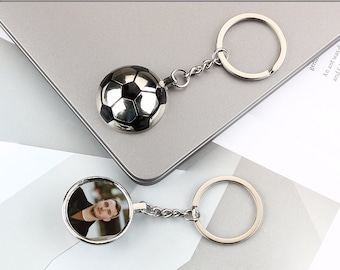 3D Football Photo Keyring, Mini Football Photo Keychain, Football World Cup Keyring, Gift For Him