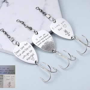 Custom Fish Hook, Personalized Fishing Lure With Actual Handwriting Fingerprint, Fish Gift For Husband, Outdoor Lover, Fisherman Gift