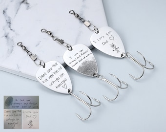 Custom Fish Hook, Personalized Fishing Lure With Actual Handwriting Fingerprint, Fish Gift For Husband, Outdoor Lover, Fisherman Gift