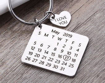 Personalized Calendar keychain - Custom Date Save Key Chain -  Significant Date Marker - Custom Anniversary Gift-Valentine's Day Gift