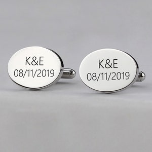 Personalized Classic Oval Cufflinks, Monogrammed Cuff Links, Engraved Personalized Cufflinks, Monogrammed Cufflinks